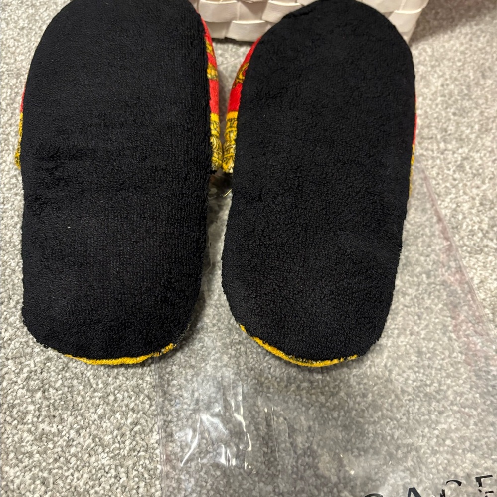 Versace Red and Gold Patterned Slippers - Picture 5 of 5